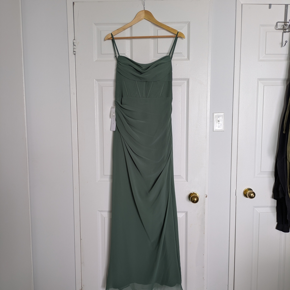Azazie Elegant Green Maxi Dress